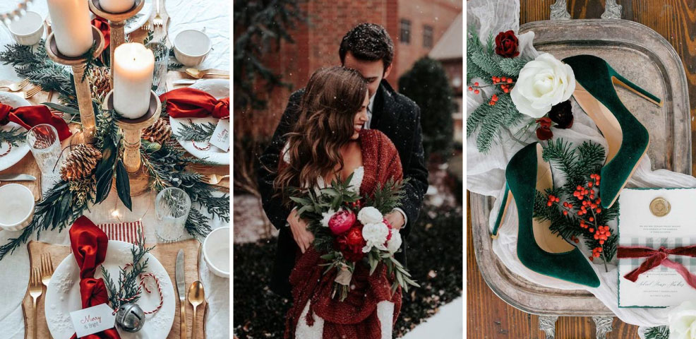 Decoración de boda navideña