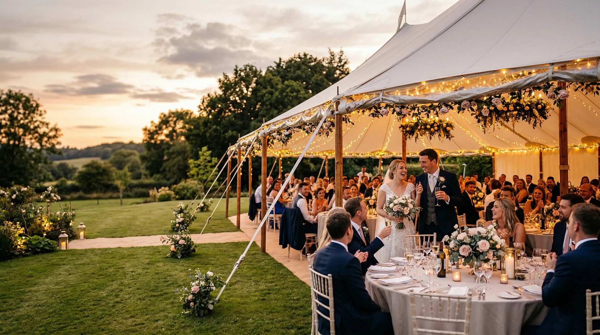 Carpa para boda en jardín